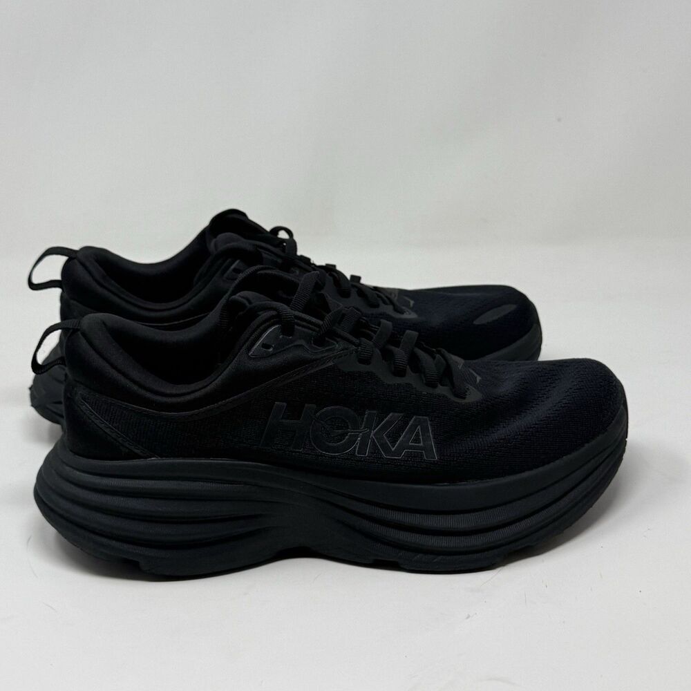 Hoka One One Bondi 8 Womens 8.5 D Wide Triple Black Running Shoes Sneakers